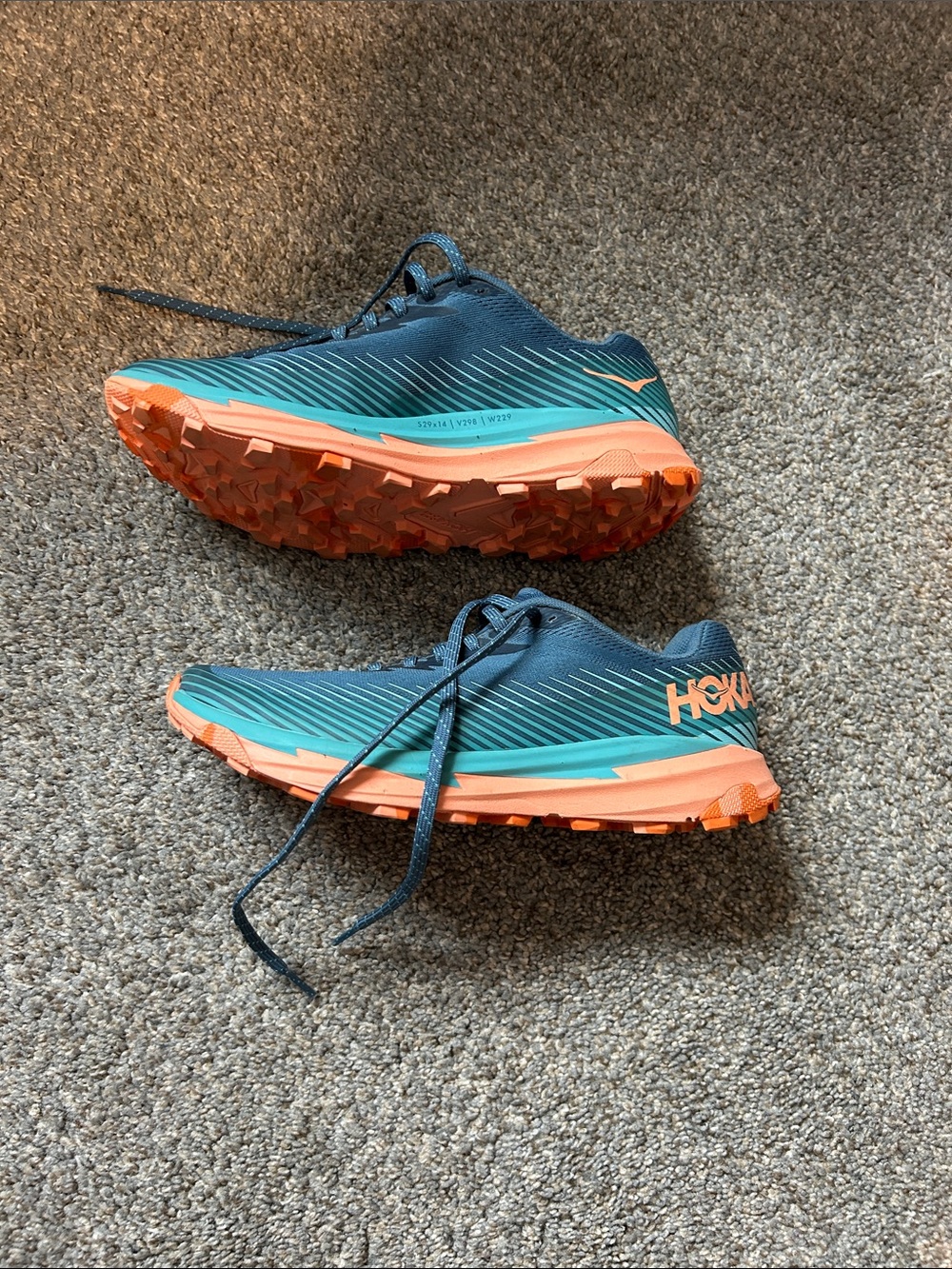 Hoka Women's Torrent 2 Trail/Running Shoes—Teal/Orange--Size 9.5 (US) /42 (EU) - Picture 2 of 6